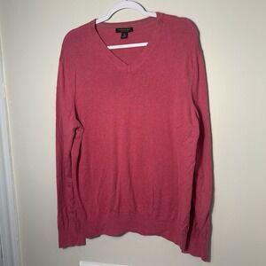 Banana Republic Sweater Mens Large Pink Luxury‎ Blend Silk Cashmere V-Neck